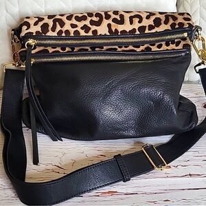 MARGOT NWOT LEATHER AND LEOPARD PURSE